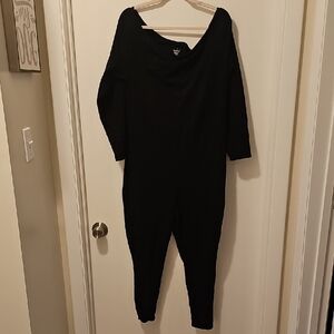 Black Full-Length Jumpsuit with Scoop Neckline
